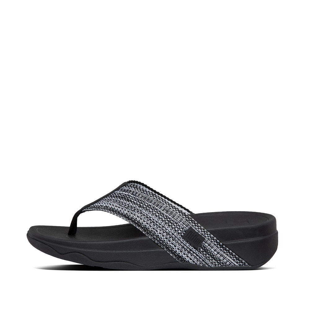 Fitflop Womens Sandals Black - Surfa Toe-post - 92SJBUQXK